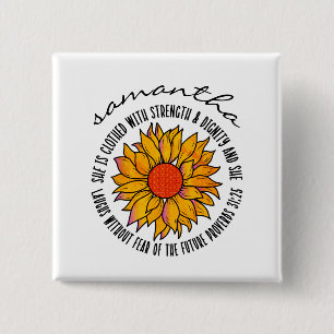 Chapa Cuadrada Verso biblial de las Escrituras de girasol