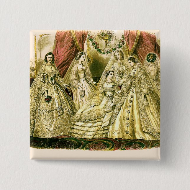 Chapa Cuadrada Vestido de moda de arte Boda victoriano (Anverso)