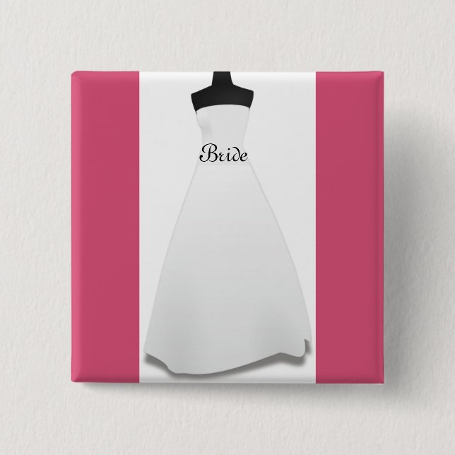 Chapa Cuadrada Vestido de novia con letra elegante regalo de botó (Anverso)