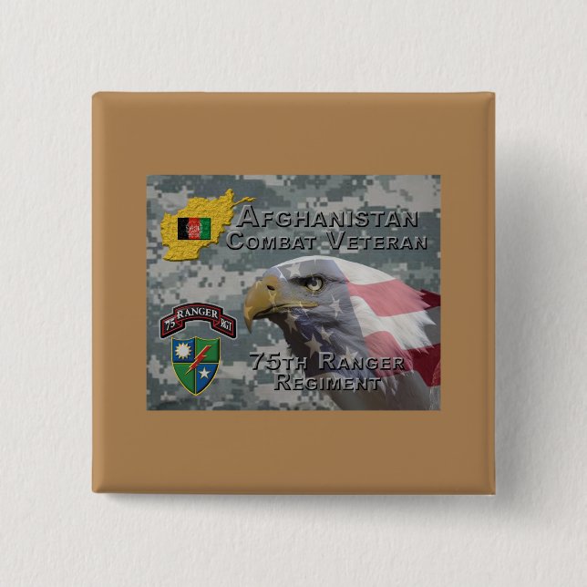 Chapa Cuadrada Veterano de combate afgano 75º Regimiento de Guard (Anverso)