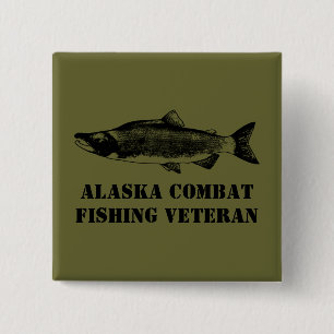 Chapa Cuadrada Veterano de la Pesca de Combate de Alaska