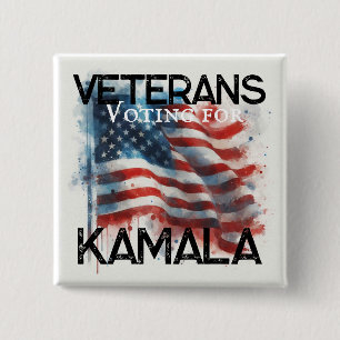 Chapa Cuadrada Veteranos para Kamala Button