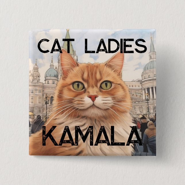 Chapa Cuadrada Veteranos para Kamala Button (Anverso)