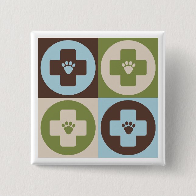 Chapa Cuadrada Veterinaría del arte pop (Anverso)