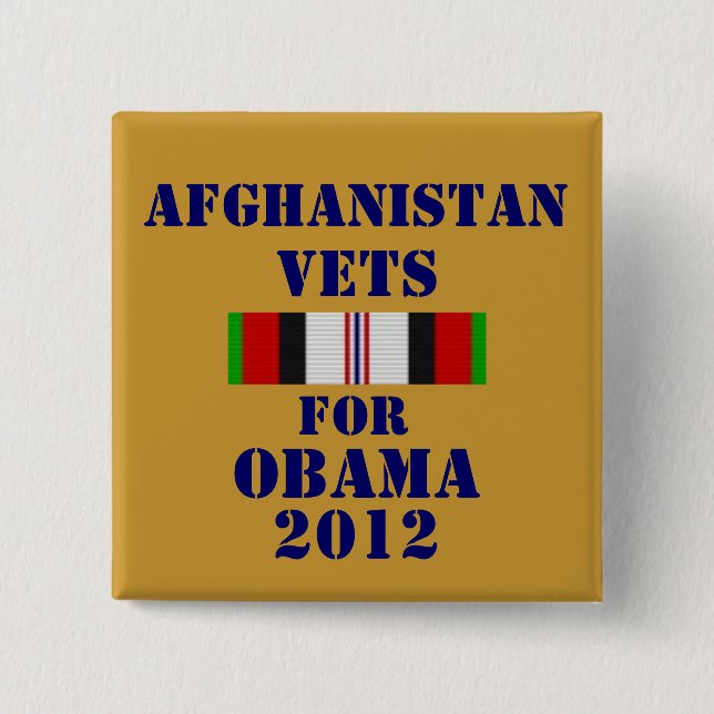 Chapa Cuadrada Veterinarios de Afganistán para Obama 2012 (Anverso)