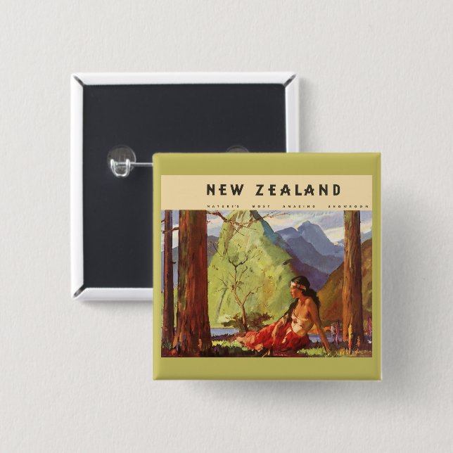 Chapa Cuadrada Viaje de cosecha, mujer nativa de Nueva Zelanda (Anverso y reverso)