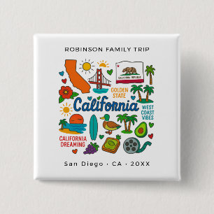 Chapa Cuadrada Viaje Familiar Personalizado a California