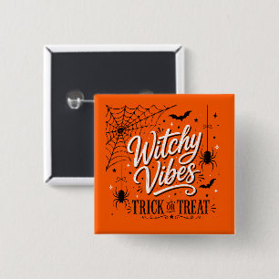 Chapa Cuadrada Vibraciones de Bruja Halloween – Truco de Telaraña