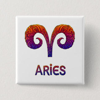 Chapa Cuadrada Vibrant Colorful Aries Zodiac Square Button/Magnet