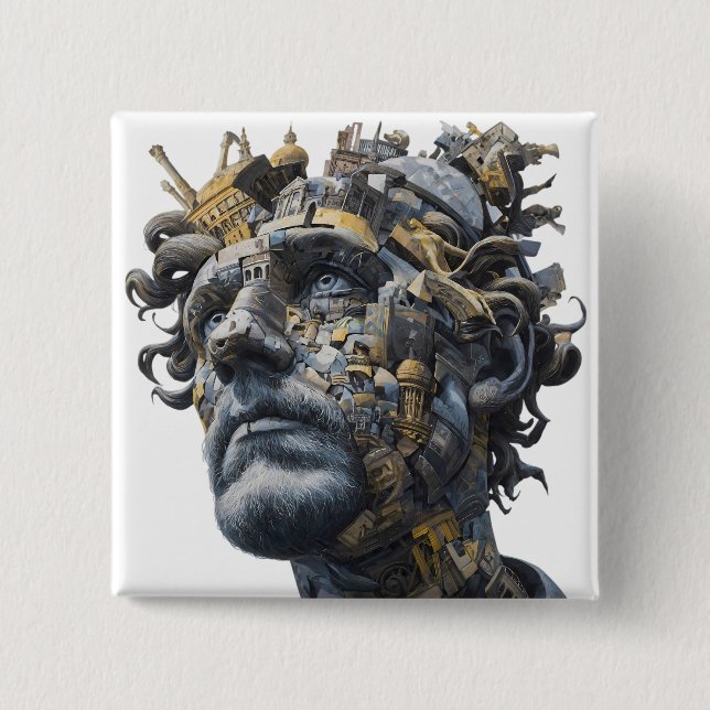 Chapa Cuadrada Vibrant Monarch Butterfly Illustration on Light Ba (Anverso)