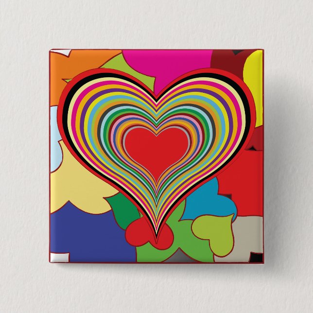 Chapa Cuadrada Vibrant Rainbow Layered Heart Abstract (Anverso)
