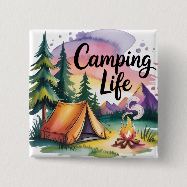 Chapa Cuadrada Vida de Camping (Anverso)