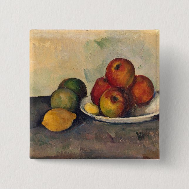 Chapa Cuadrada Vida de Paul Cezanne el | aún con las manzanas, (Anverso)