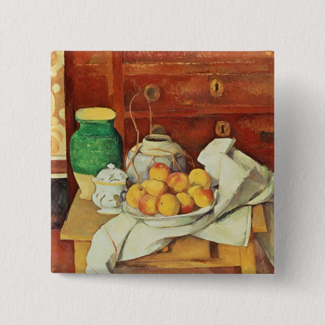 Chapa Cuadrada Vida de Paul Cezanne el | aún con un pecho de (Anverso)