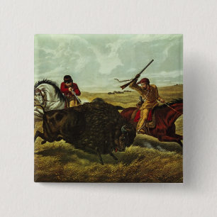 Chapa Cuadrada Vida en la pradera - la caza del búfalo, 1862