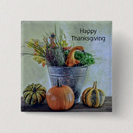 Chapa Cuadrada Vida residual del otoño con calabazas, flores