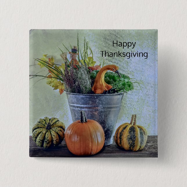 Chapa Cuadrada Vida residual del otoño con calabazas, flores (Anverso)