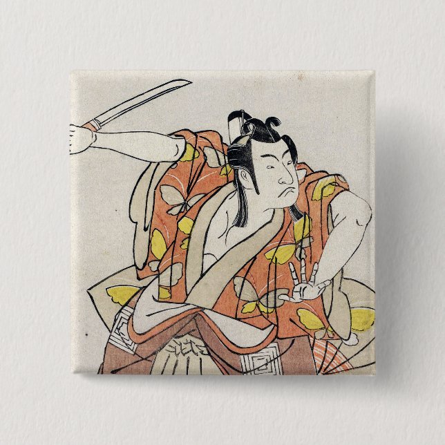 Chapa Cuadrada Viejo guerrero ukiyo-e japonés de Guay (Anverso)
