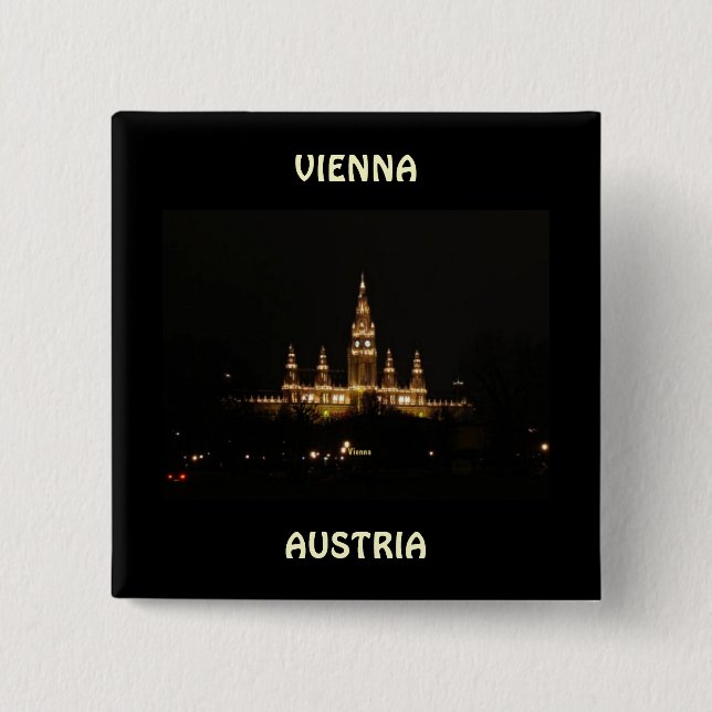 Chapa Cuadrada Viena, Austria de noche (Anverso)