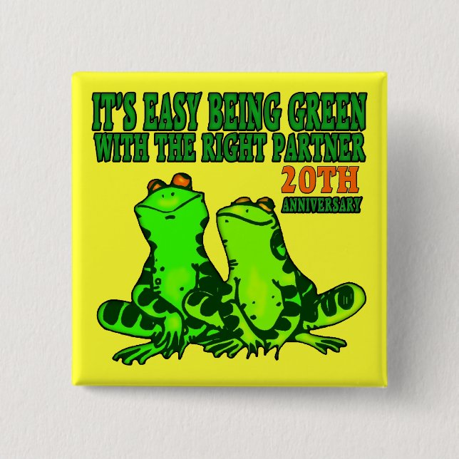 Chapa Cuadrada vigésimo Botones del aniversario de boda (Anverso)