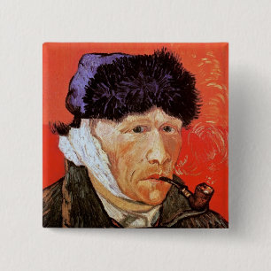 Chapa Cuadrada Vincent Van Gogh - Autorretrato con la oreja venda
