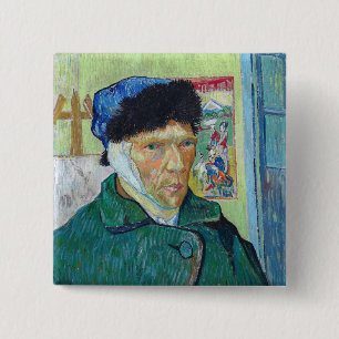 Chapa Cuadrada Vincent van Gogh - Autorretrato con oreja vendada