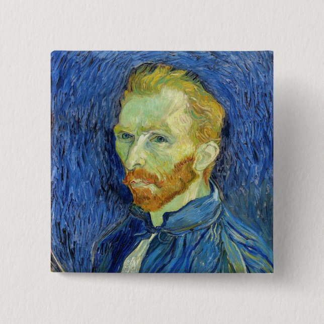 Chapa Cuadrada Vincent van Gogh - Autorretrato con paleta (Anverso)
