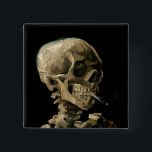 Chapa Cuadrada Vincent van Gogh - Calavera con cigarrillo en llam<br><div class="desc">Cabeza de un Skeleton con un cigarrillo en llamas / Calavera con cigarrillo en llamas / Crane de squelette fumant une cigarrillo - Vincent van Gogh,  1885</div>