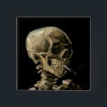 Chapa Cuadrada Vincent van Gogh - Calavera con cigarrillo en llam<br><div class="desc">Cabeza de un Skeleton con un cigarrillo en llamas / Calavera con cigarrillo en llamas / Crane de squelette fumant une cigarrillo - Vincent van Gogh,  1885</div>
