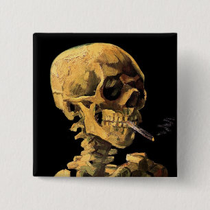 Chapa Cuadrada Vincent Van Gogh - Calavera Con Cigarrillo Quemado