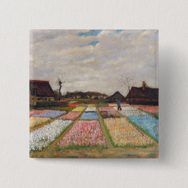 Chapa Cuadrada Vincent van Gogh - Camas de flores en Holanda (Anverso)
