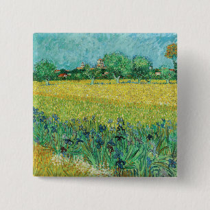Chapa Cuadrada Vincent van Gogh - Campo con lirios cerca de Arlés