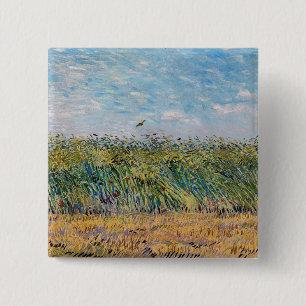 Chapa Cuadrada Vincent van Gogh - Campo de trigo con una alondra