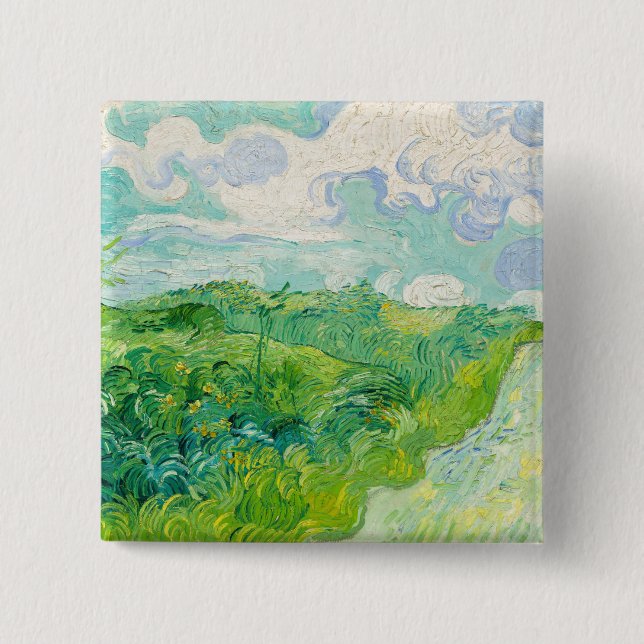 Chapa Cuadrada Vincent van Gogh - Campo de Trigo Verde, Auvers (Anverso)