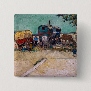 Chapa Cuadrada Vincent van Gogh - Caravanas, campamento gitano ce