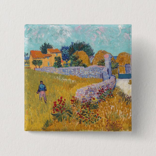 Chapa Cuadrada Vincent van Gogh - Casa de campo en Provenza (Anverso)