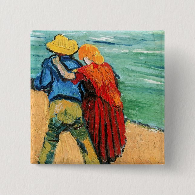 Chapa Cuadrada Vincent van Gogh - Dos amantes (Anverso)