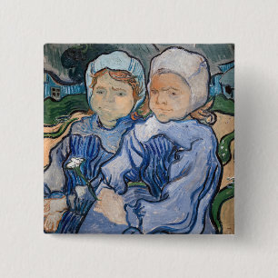 Chapa Cuadrada Vincent van Gogh - Dos niñas