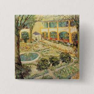 Chapa Cuadrada Vincent van Gogh el el jardín del asilo en Arle