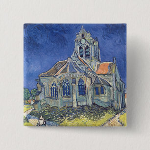 Chapa Cuadrada Vincent van Gogh el   la iglesia en el