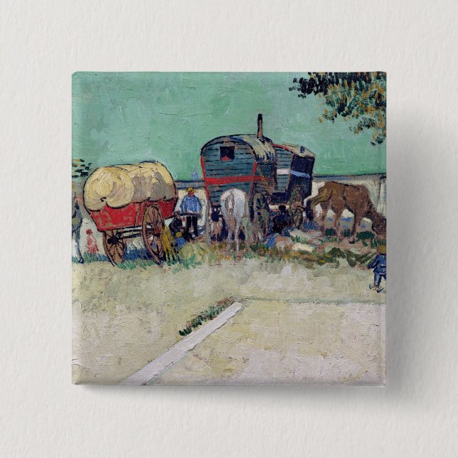 Chapa Cuadrada Vincent van Gogh el | las caravanas, acampamento (Anverso)