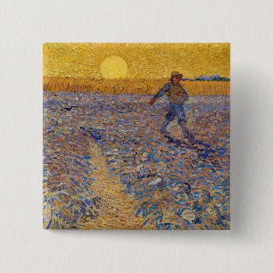 Chapa Cuadrada Vincent van Gogh - El sembrador con sol poniente