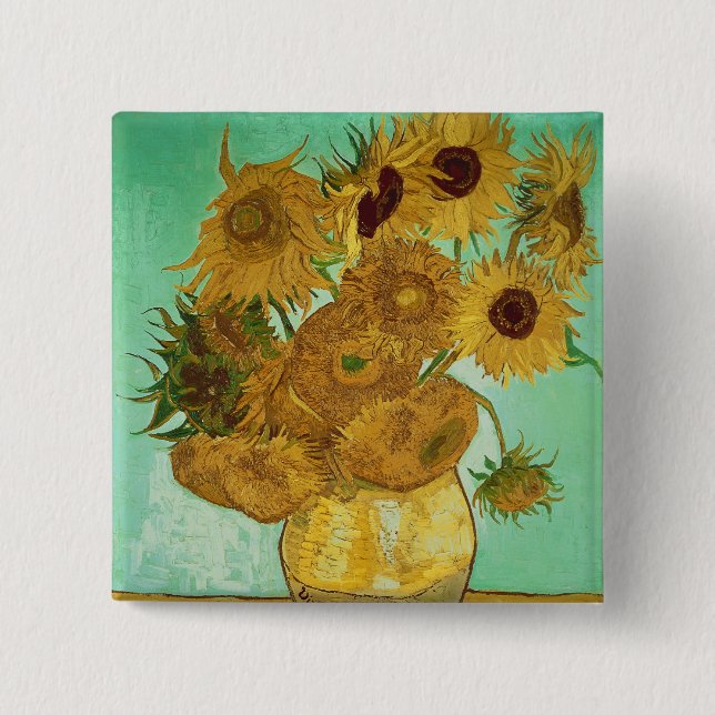 Chapa Cuadrada Vincent van Gogh | Girasoles, 1888 (Anverso)