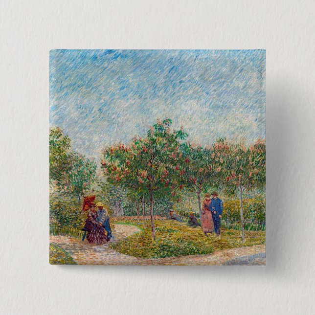 Chapa Cuadrada Vincent van Gogh - Jardín en Montmarte con amantes (Anverso)