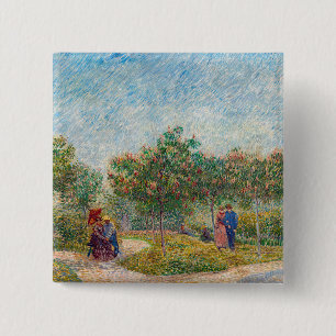 Chapa Cuadrada Vincent van Gogh - Jardín en Montmarte con enamora