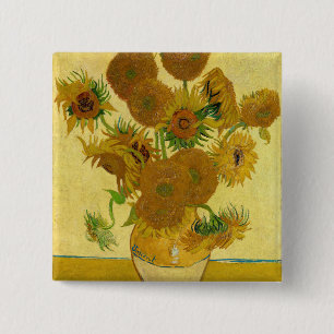 Chapa Cuadrada Vincent van Gogh - Jarrón con quince girasoles