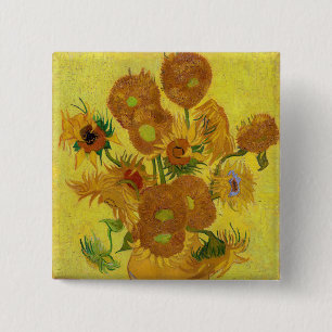 Chapa Cuadrada Vincent van Gogh - Jarrón con quince girasoles