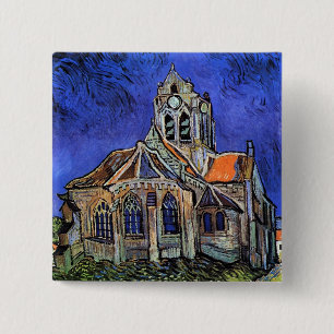 Chapa Cuadrada Vincent Van Gogh - La Iglesia en Auvers