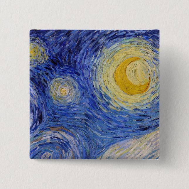 Chapa Cuadrada Vincent Van Gogh - La noche estrellada (Anverso)