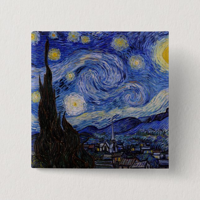 Chapa Cuadrada Vincent Van Gogh - La noche estrellada (Anverso)